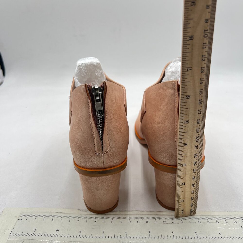 Ydn Apricot Peep Toe Booties Low Block Heels Back… - image 5